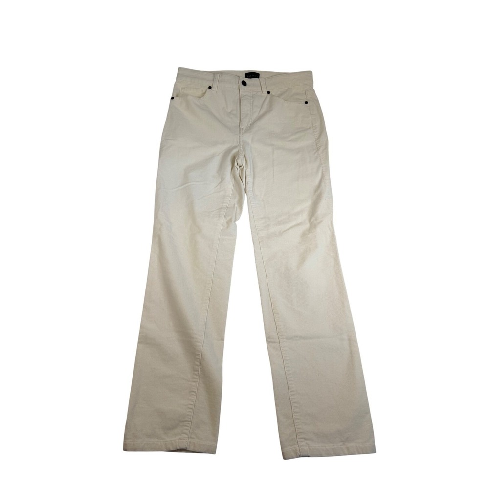 Talbots Corduroy Straight Leg Pant Ivory Cream Womens 4 Stretch Cotton 5-Pocket